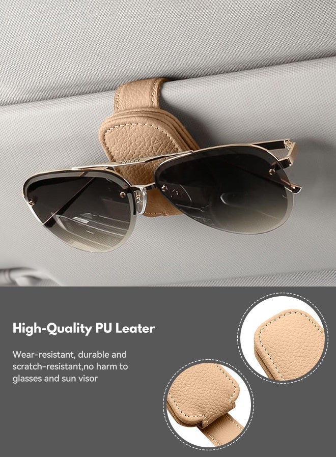 Tersely Sunglasses Holder for Car Visor Universal Magnetic Adsorbed Leather Eyeglasses Holder Glasses Hanging Storage Clip Car Visor Accessories Ticket Card Clip for Car Accessories Parts (Brown) - Image 3