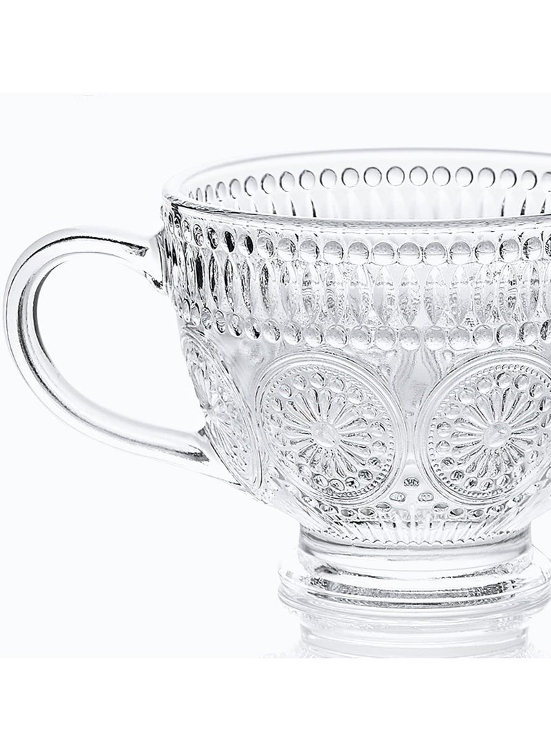 بيوينتي مجموعة من 6 أكواب شاي رومانسية سعة 14 اونصة مع مقابض اكواب زجاجية فاخرة للشرب للمياه الساخنة/الباردة اللاتيه والكابتشينو والمشروبات شفاف - Image 3