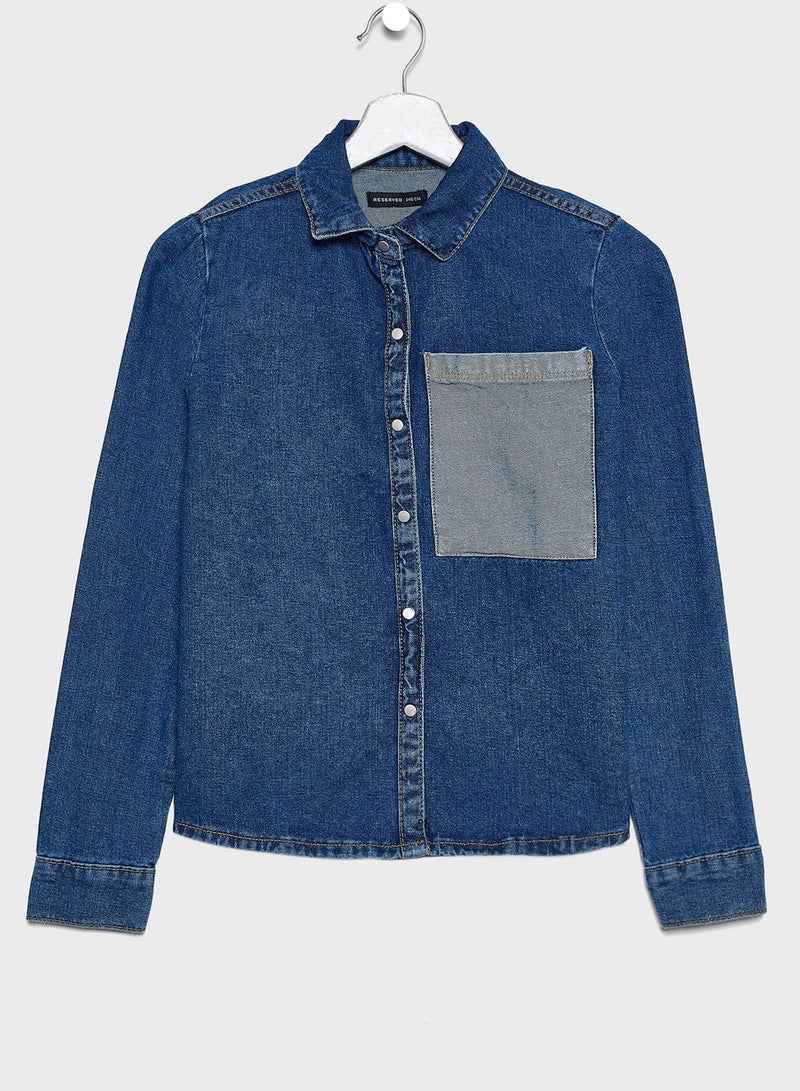 ريزرفد قميص جينز بجيب - Image 1