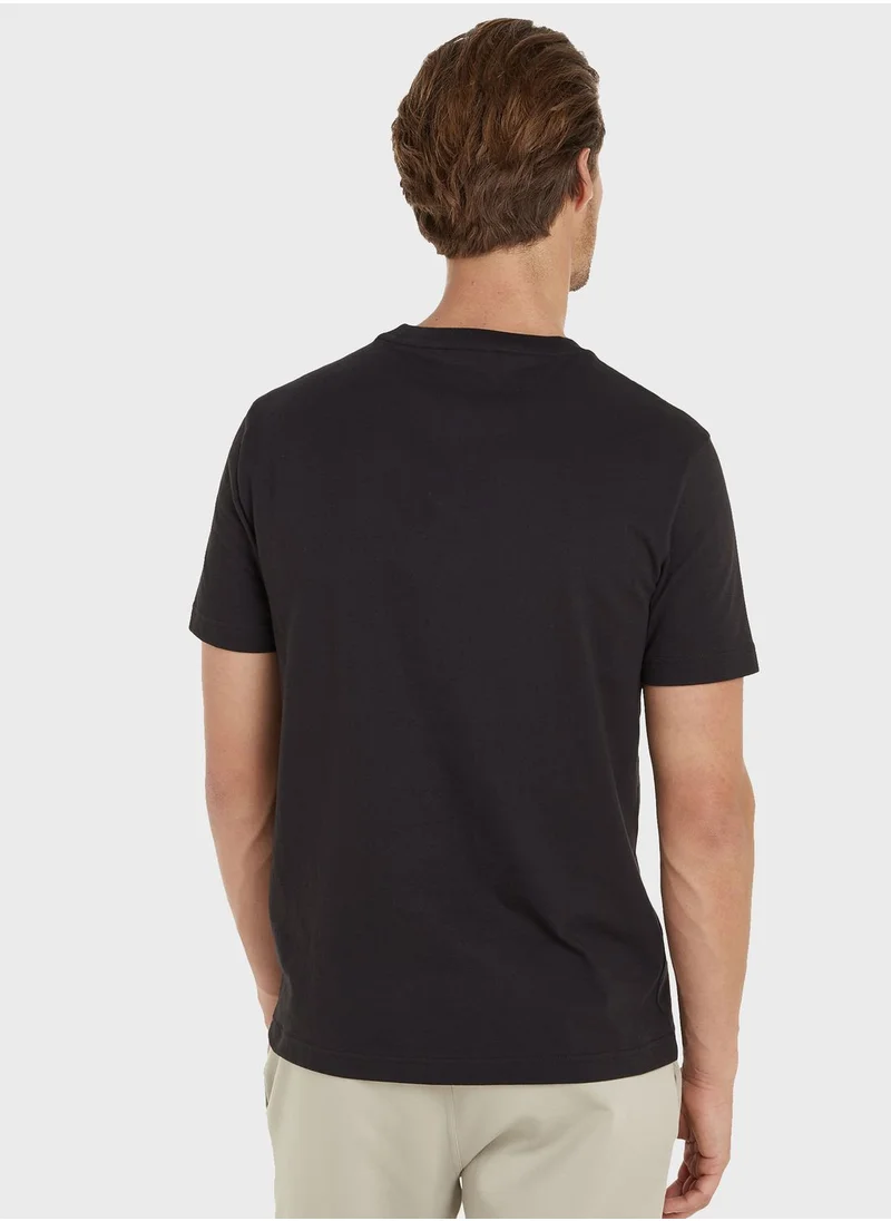 CALVIN KLEIN Flock Logo Crew Neck T-Shirt