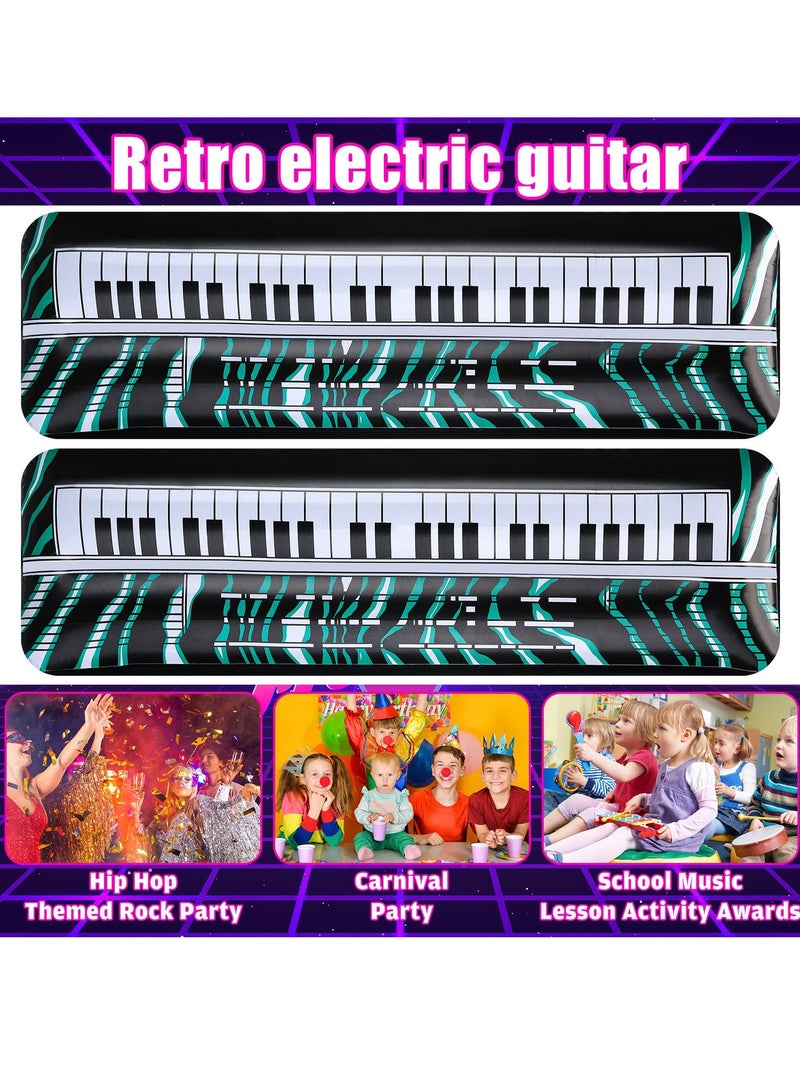 Zikra Inflatable Keyboard, Piano Rock Star Toys, Party Props, Electric Blow up Keyboard, Piano Rock and Roll Party Decorations for Kids, 80s 90s Themed Party Carnival Birthday Supplies(2PCS) - Image 2