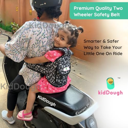 KidDough Baby Kids Safety Belt for Two Wheeler Bike/Scooty | Strong Buckles with Adjustable Straps and Double Stitching for Extra Safety (Grey) - Image 2
