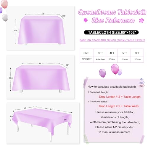 QueenDream Lilac Sequin Tablecloth 60"x102" Mermaid Tablecloth Lavender Glitter Tablecloth for Wedding Birthday Baby Shower Mermaid Decorations - Image 5