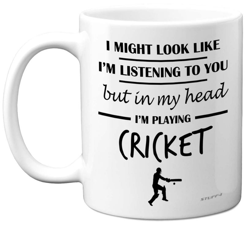 Stuff4 Cricket Gifts for Men  in My Head Im Playing Cricket  Funny Mug Gifts for Lovers Presents 11oz Ceramic Dishwasher Safe Premium Mugs Cup