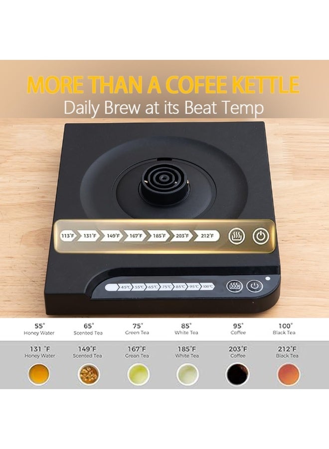 HOOKOR Electric Gooseneck Kettle,Stainless Steel Electric Water Kettle & Coffee Kettle with Temperature Indicate, Constant Temperature, Auto Shut Off, Touch Screen Panel - Image 3