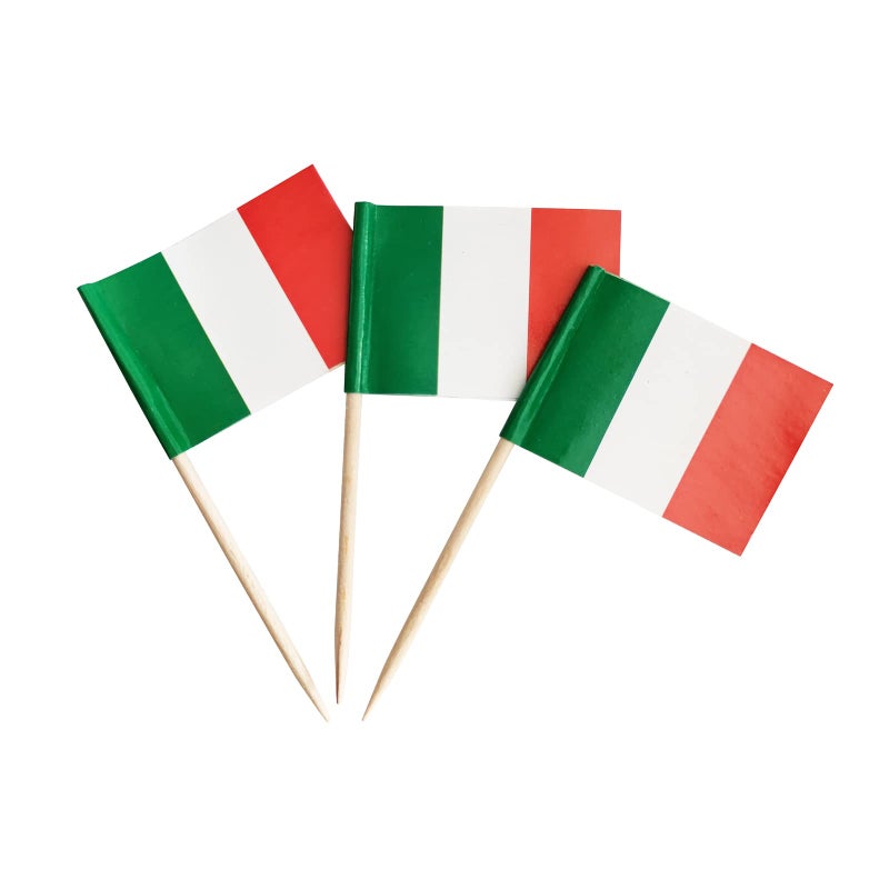 100 عبوة أعلام إيطاليا أعلام أسنان إيطالية أعلام كوكتيل أعواد صغيرة تزيين كعك أعلام دول تزيين حفلات احتفالات بار الطعام كعك أعلام إيطاليا