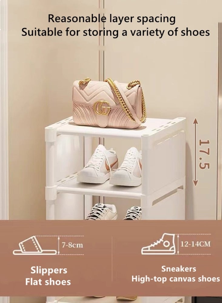Kutis 6-Tiers Shoe Rack Assembly Shoe Rack Storage Organizer Plastic/Non-Woven/Steel Pipe White 27x26x107 Centimeter - Image 3
