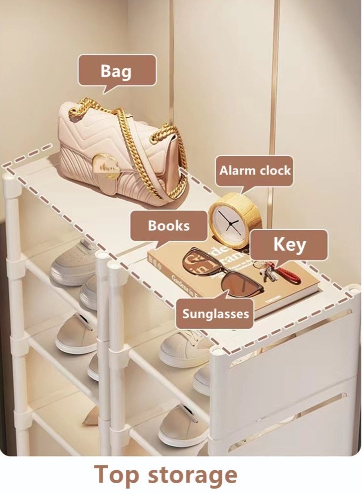 Kutis 6-Tiers Shoe Rack Assembly Shoe Rack Storage Organizer Plastic/Non-Woven/Steel Pipe White 27x26x107 Centimeter - Image 4