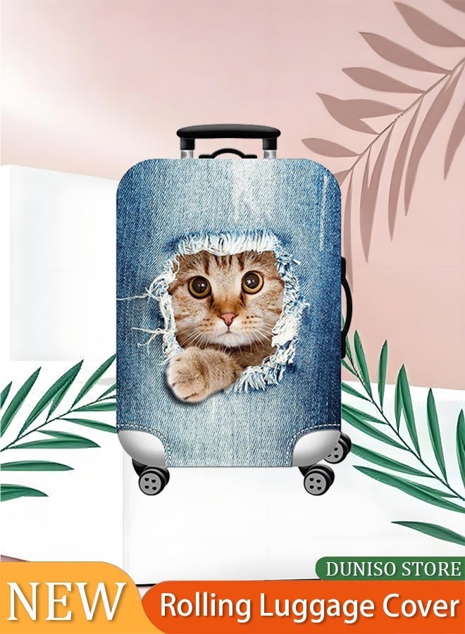 Travel Luggage Cover Baggage Suitcase Protector, Carry On Cover with Zipper Fits 18-32 Inch Luggage for Holiday Travel and Great Gift Idea (Cat Yellow, L) - Image 1