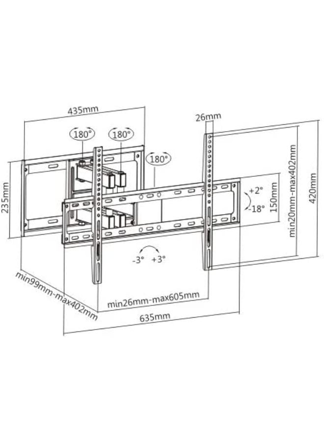 Skilltech SH 23P - TV Wall Mount Standard Series Fit Screen Size: (13″-43″) - Black - Image 2