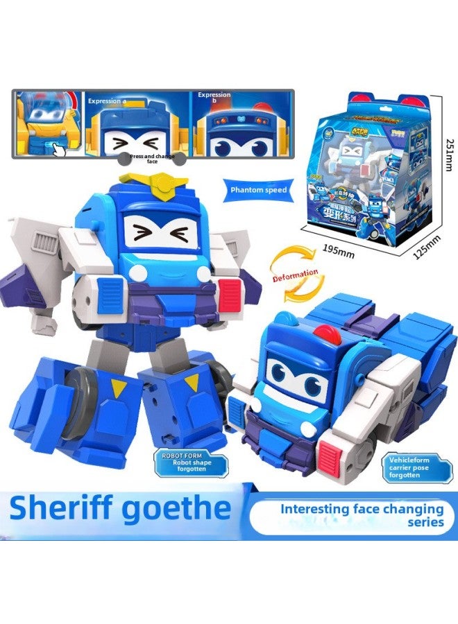 School Bus Goethe Varied School Bus Deformation Toy Children's Mars Adventure Fit Engineering Vehicle Magic Box Boy Gold-Color:Ys3075b Fun Face Changing And Transformation Series-sheriff - Image 1
