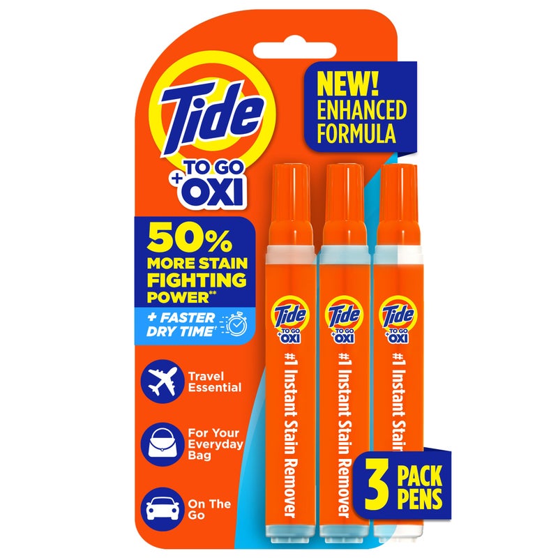 Tide Pen Stain Remover for Clothes, Tide To Go Pen, Instant Stain Remover Pen & Spot Cleaner, Portable & Travel-Friendly, Works on Food & Drink Stains, Fits in Purses & Bags, 3 Count (Pack of 1) - Image 1