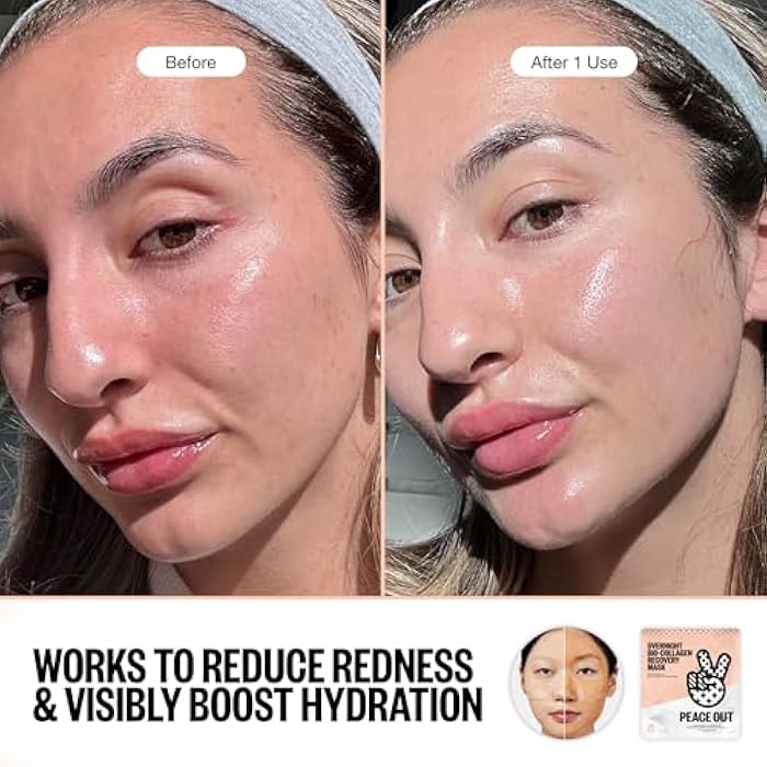 PEACE OUT Skincare Overnight Bio-Collagen Recovery Hydrating Face Mask to Calm Skin Irritation, Improves Skin Clarity with Hyaluronic Acid, 1 count - Image 2