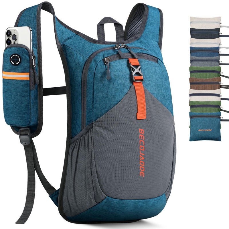 BECOJADDE 15L Small Hiking Backpack for Men Women Foldable Packable Back Pack Ultralight Hiking Daypack for Travel Camping Outdoor, Turquoise - Image 1