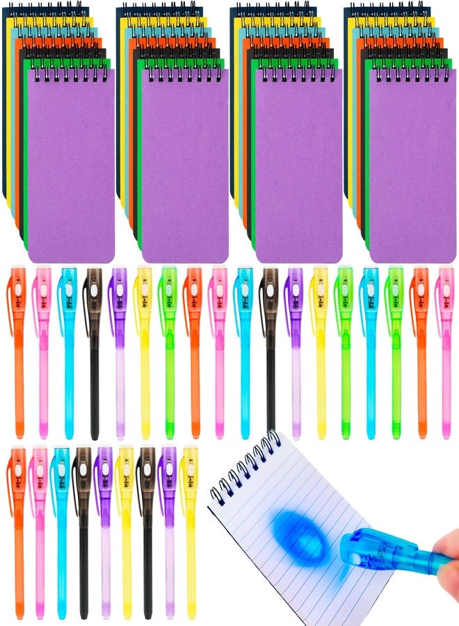 Flahard 56 Pcs Secret Party Favors Includes 28 Invisible Ink Pen with UV Light and 28 Mini Spiral Notebook for Girls Boys Secret Scape Room Party Favors Goodie Bag Birthday Gifts - Image 1