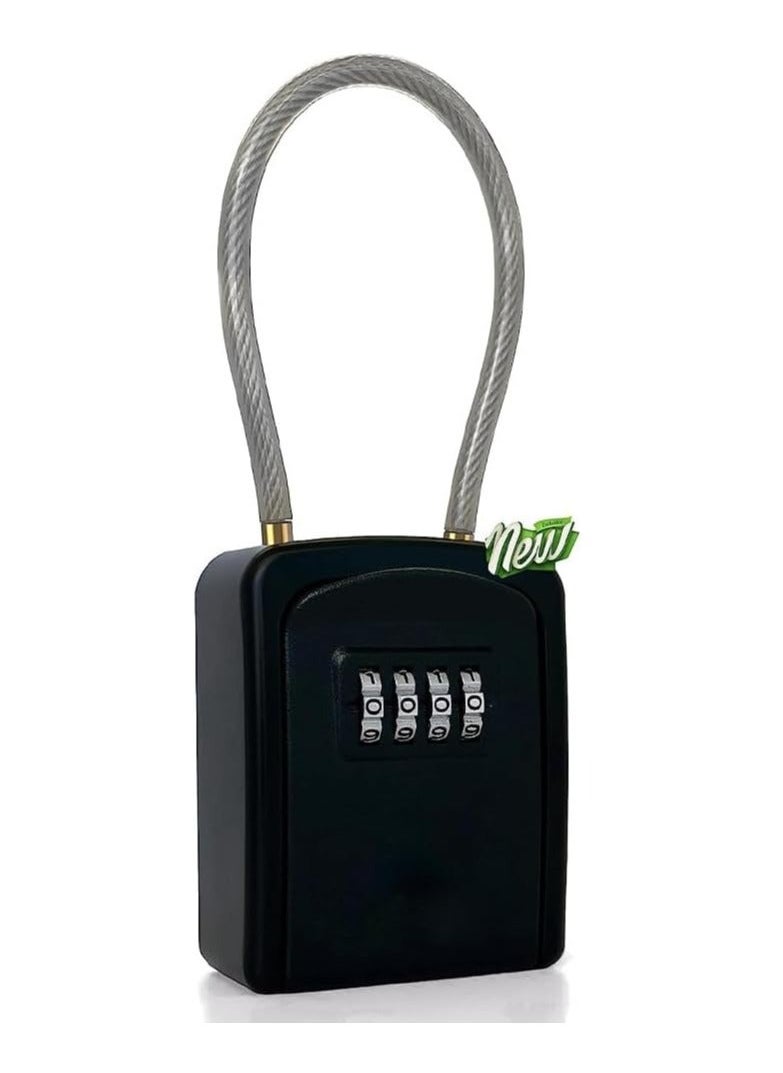 Y&D - Key Lock Box Portable with Removable Cable Shackle, Indoor Outdoor Waterproof 4 Digit Password Combination Resettable Code Switch Lockbox for Outside Hold Spare Keys Realtors - Image 1