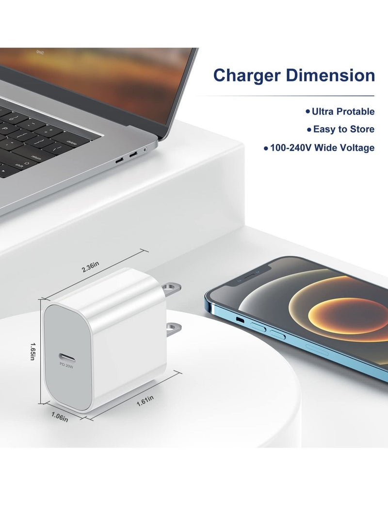 Generic - 20W Wall Charger Plug Block with USB C to Lightning Cable Cord 2M, iPhone 14 Charging Block Power Adapter Cube for iPhone 14 Pro Max/13 Pro/12 Mini/11,iPad - Image 1