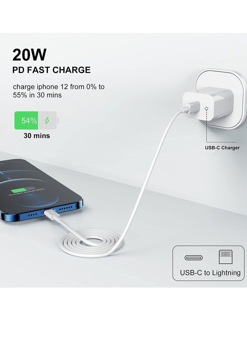 Generic - 20W Wall Charger Plug Block with USB C to Lightning Cable Cord 2M, iPhone 14 Charging Block Power Adapter Cube for iPhone 14 Pro Max/13 Pro/12 Mini/11,iPad - Image 1