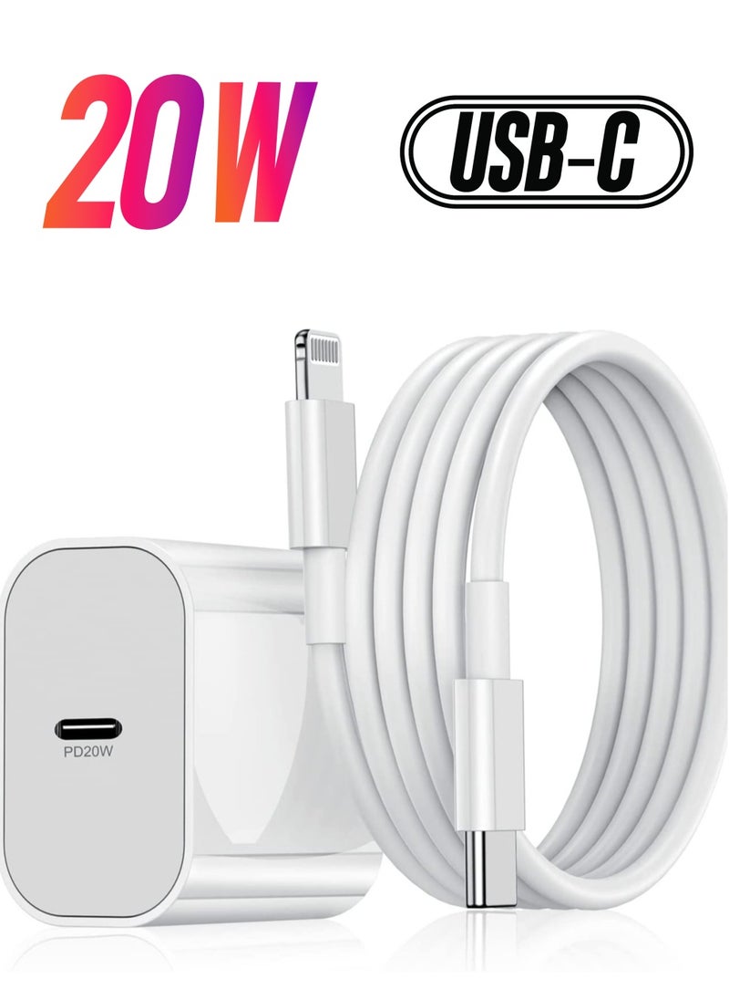 Generic - 20W Wall Charger Plug Block with USB C to Lightning Cable Cord 2M, iPhone 14 Charging Block Power Adapter Cube for iPhone 14 Pro Max/13 Pro/12 Mini/11,iPad - Image 1