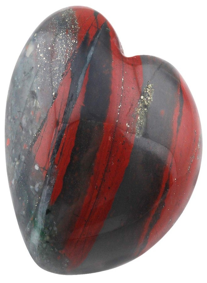 mookaitedecor Africa Bloodstone Heart Crystal Pocket Palm Stone Worry Stones with Chakra Bag for Reiki Balancing Decoration(Pack of 5, 1 Inch) - Image 2