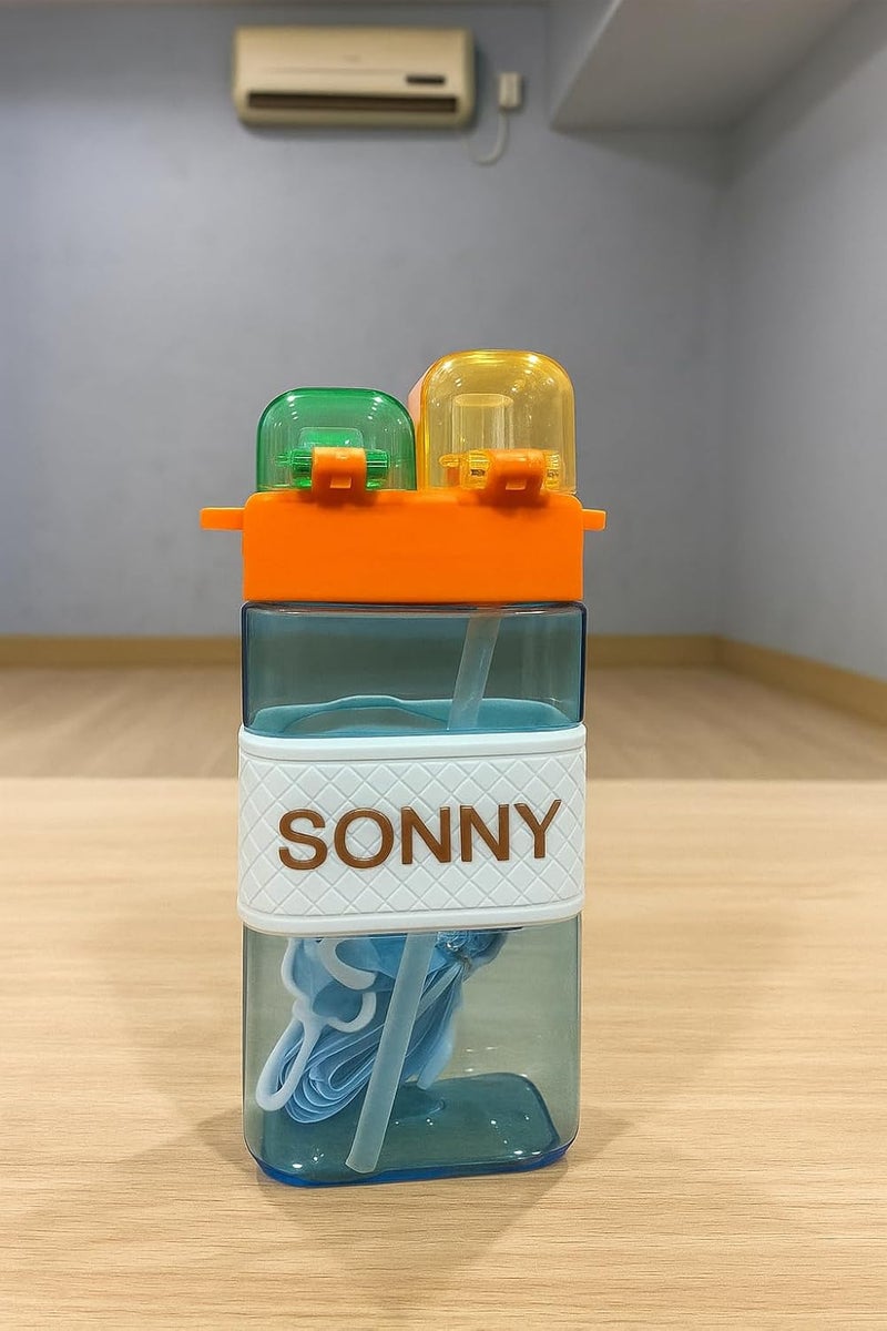 Scribify Animal Design 520ml 2-Way Sipper Water Bottle for Kids | Straw & Direct Drinking | Leakproof & BPA-Free | Cute & Durable School Bottle for Boys & Girls (SKY BLUE) - Image 4