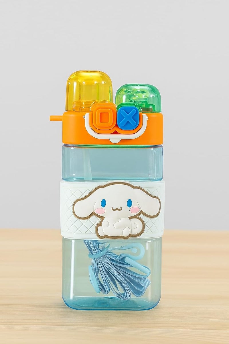 Scribify Animal Design 520ml 2-Way Sipper Water Bottle for Kids | Straw & Direct Drinking | Leakproof & BPA-Free | Cute & Durable School Bottle for Boys & Girls (SKY BLUE) - Image 1