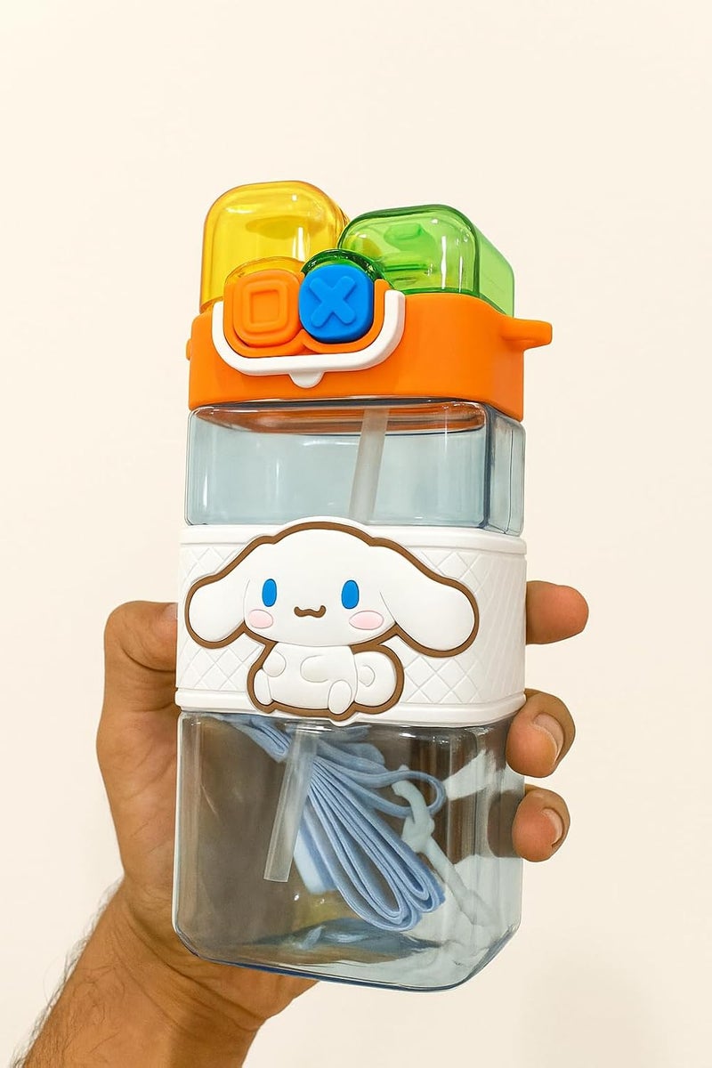 Scribify Animal Design 520ml 2-Way Sipper Water Bottle for Kids | Straw & Direct Drinking | Leakproof & BPA-Free | Cute & Durable School Bottle for Boys & Girls (SKY BLUE) - Image 5