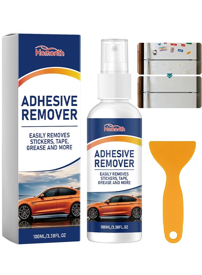 Homonth Adhesive Remover, Glue Remover Spray, 15-Second Residue-Free Clean With Scraper, Glue Removal Liquid Tape Remover Sticker Lifter, Remover For Glue, Stickers, Tape, Silicone, Grease, Gum & Wax Residue, Safe On Glass, Metal, Plastic, Wood & Hard Surfaces, 100ml - Image 1