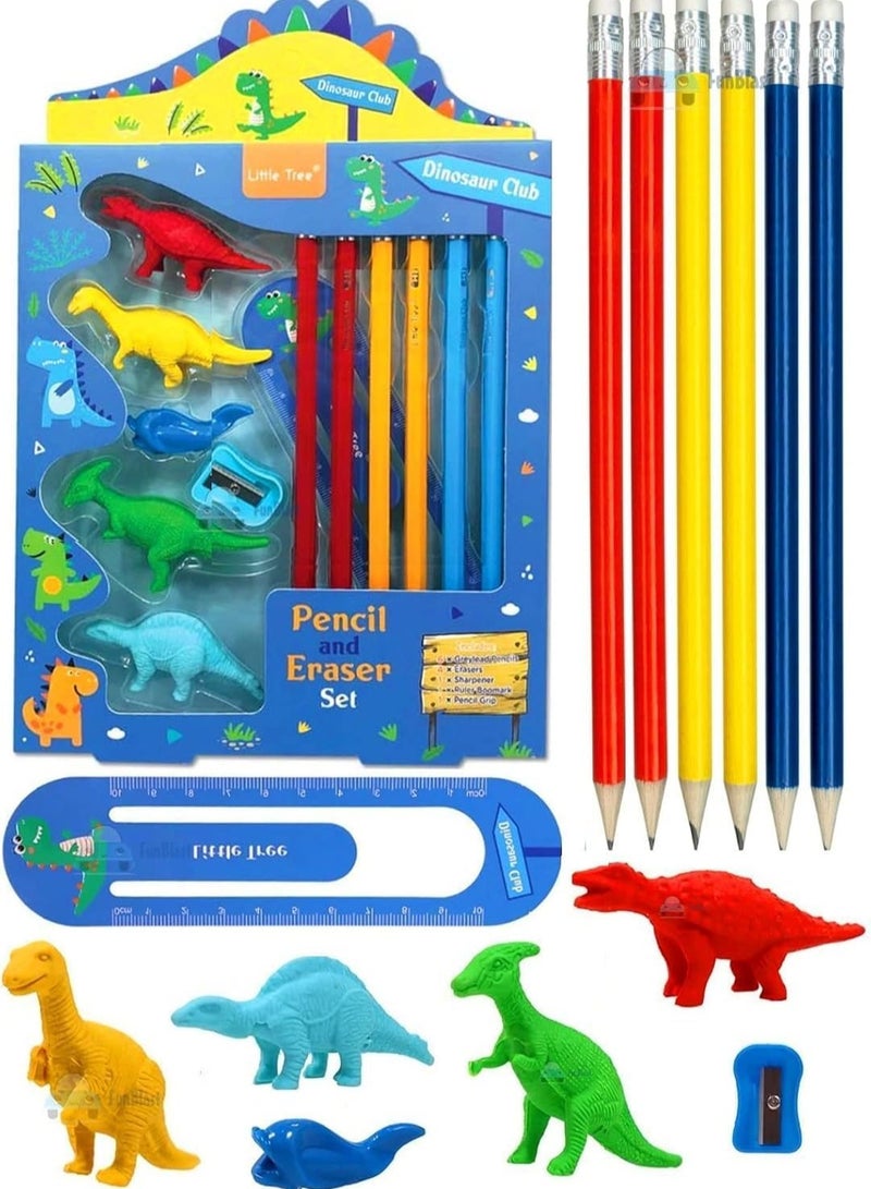 ليتل تري مجموعة هدايا قرطاسية بنمط ديناصور للاطفال في المدرسة (عبوة من 13 قطعة قرطاسية) (عبوة هدايا استرجاع) - Image 2