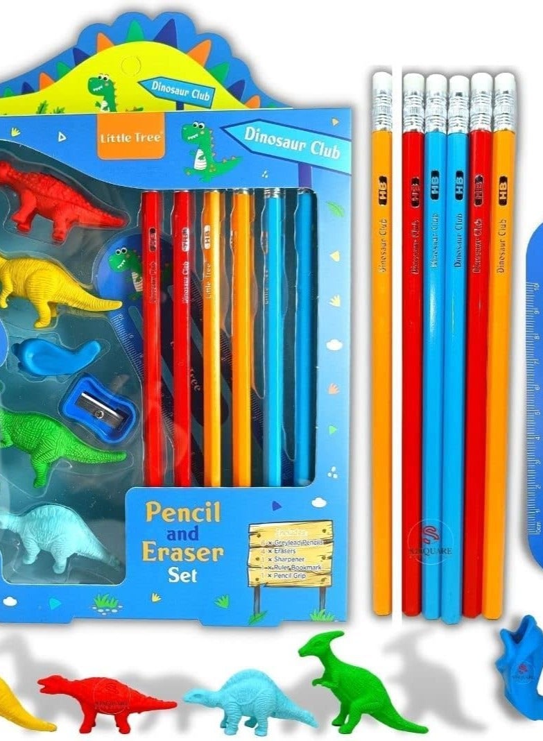ليتل تري مجموعة هدايا قرطاسية بنمط ديناصور للاطفال في المدرسة (عبوة من 13 قطعة قرطاسية) (عبوة هدايا استرجاع) - Image 3