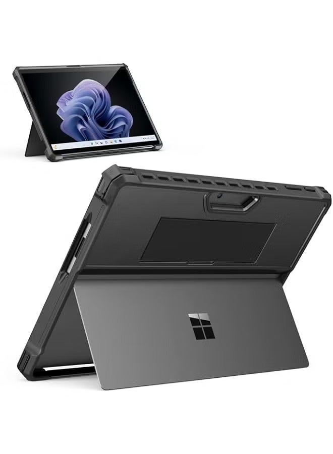 بروماس حافظة متوافقة مع جهاز Microsoft Surface Pro 9 / Pro 9 5G 13 بوصة 2022 - حافظة حماية متينة الكل في واحد مع حزام يد ومتوافقة مع نوع غطاء لوحة المفاتيح المناسب لجهاز Surface Pro 9، أسود - Image 1
