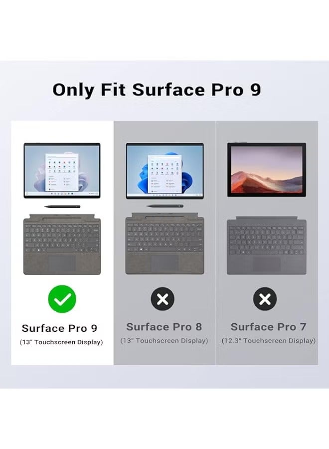 بروماس حافظة متوافقة مع جهاز Microsoft Surface Pro 9 / Pro 9 5G 13 بوصة 2022 - حافظة حماية متينة الكل في واحد مع حزام يد ومتوافقة مع نوع غطاء لوحة المفاتيح المناسب لجهاز Surface Pro 9، أسود - Image 2