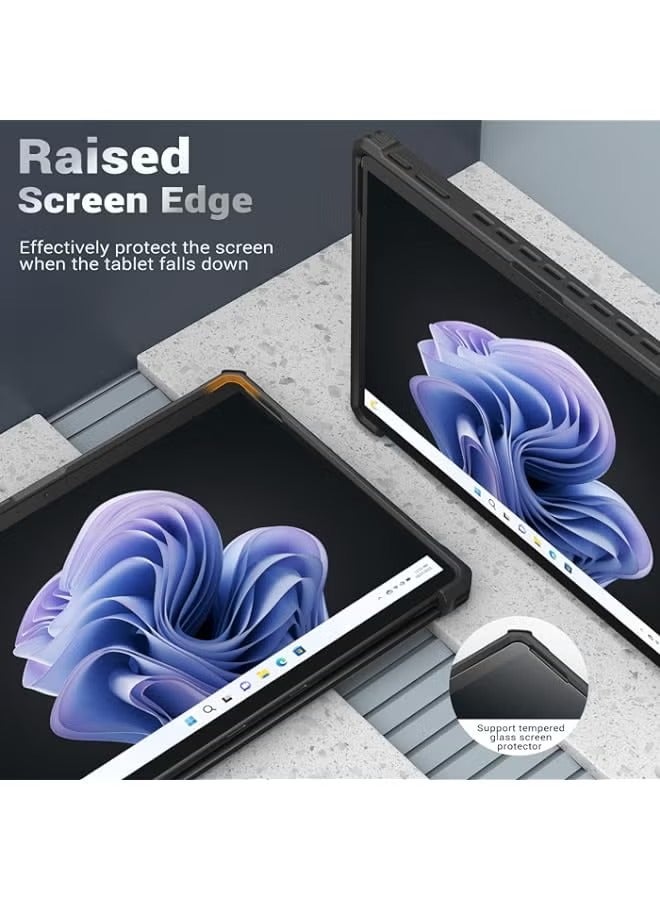 بروماس حافظة متوافقة مع جهاز Microsoft Surface Pro 9 / Pro 9 5G 13 بوصة 2022 - حافظة حماية متينة الكل في واحد مع حزام يد ومتوافقة مع نوع غطاء لوحة المفاتيح المناسب لجهاز Surface Pro 9، أسود - Image 4