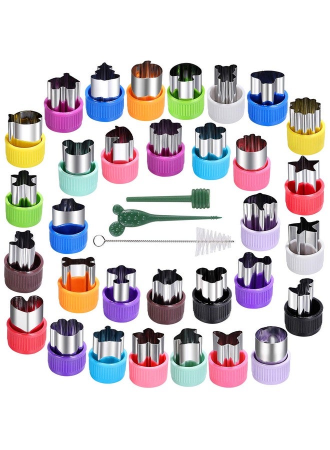 CECIAOAIME Mini Cookie Cutter Set 30 pcs for Kids Vegetable Cutters and Fruit Stamp Mold Different Shapes and Sizes Stainless Steel - Image 1