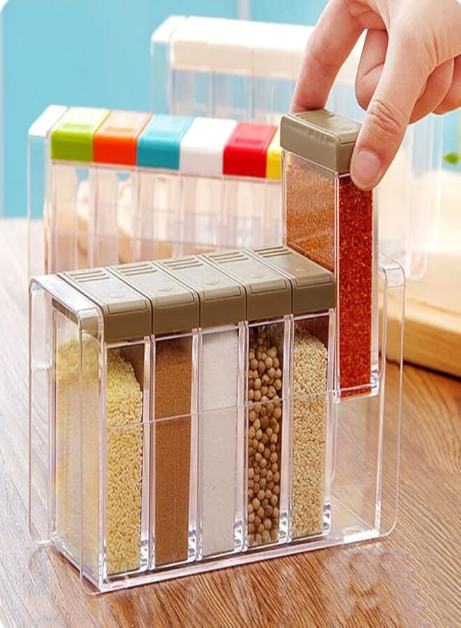 PDFans Spice shaker, windspeed 6 pcs seasoning rack spice pots storage container condiment jars with tray for salt sugar cruet