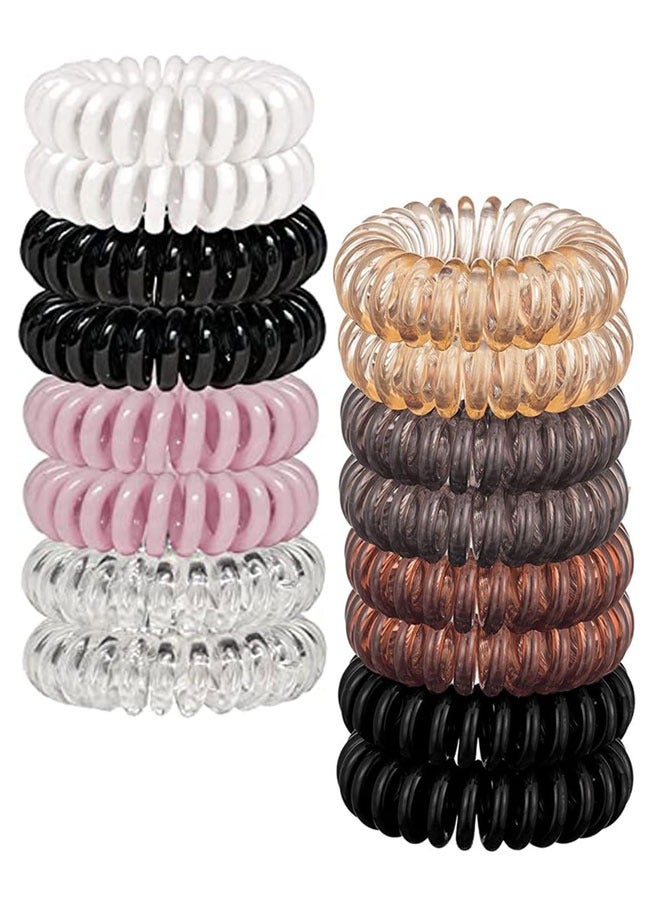 وهاواي 16pcs Spiral Hair Ties,No Crease Coil Hair Ties, Ponytail Hair Band Without Crease, No Pulling Hair, Strong Stretching Force Suitable For Women With Thick Thin Hair - Image 1