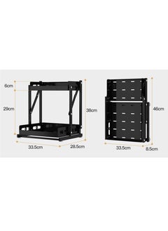 TYCOM Tycom Pull Out Spice Rack Organizer For Countertop and Cabinet,Standing Shelf Jars Storage Holder, Foldable Seasoning Shelf Organizer for Kitchen Storage,2 Layer Black.  - Image 2