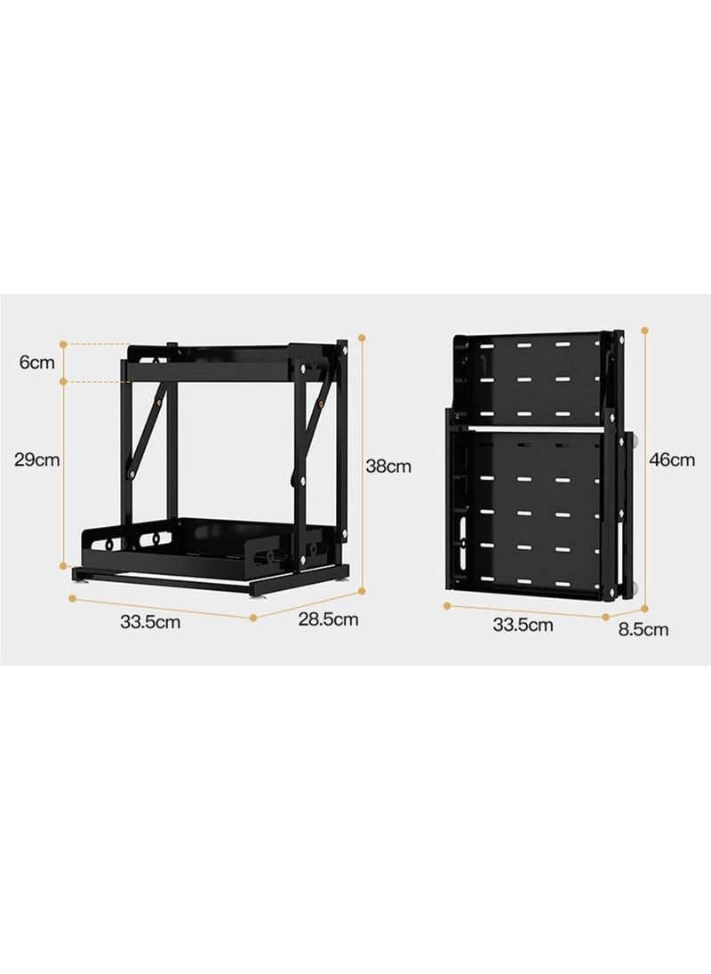 TYCOM - Tycom Pull Out Spice Rack Organizer For Countertop and Cabinet,Standing Shelf Jars Storage Holder, Foldable Seasoning Shelf Organizer for Kitchen Storage,2 Layer Black. - Image 1