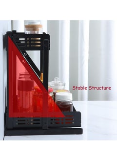 TYCOM Tycom Pull Out Spice Rack Organizer For Countertop and Cabinet,Standing Shelf Jars Storage Holder, Foldable Seasoning Shelf Organizer for Kitchen Storage,2 Layer Black.  - Image 3