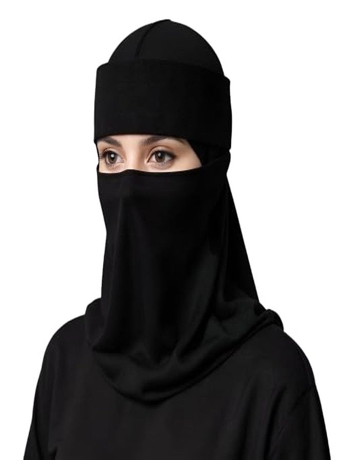 Bedoon Essm Women’s Polyester Chiffon Short Niqab with Nose Piece – Veil for Women & Girls (Black 4, 13 * 15) - Image 1