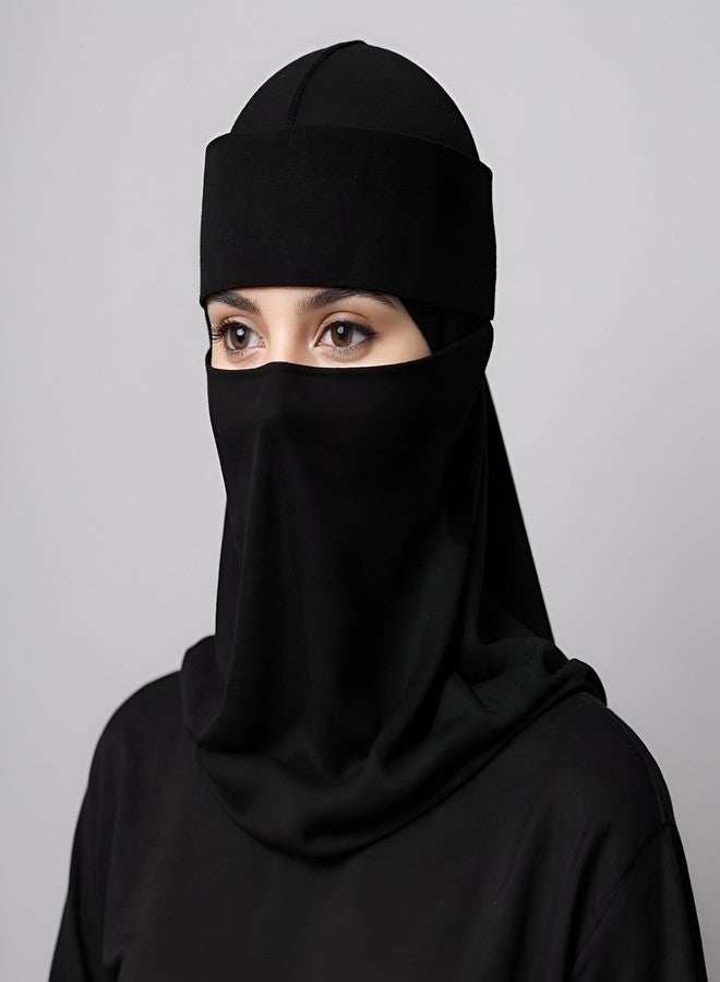 Bedoon Essm Women’s Polyester Chiffon Short Niqab with Nose Piece – Veil for Women & Girls (Black 4, 13 * 15) - Image 3