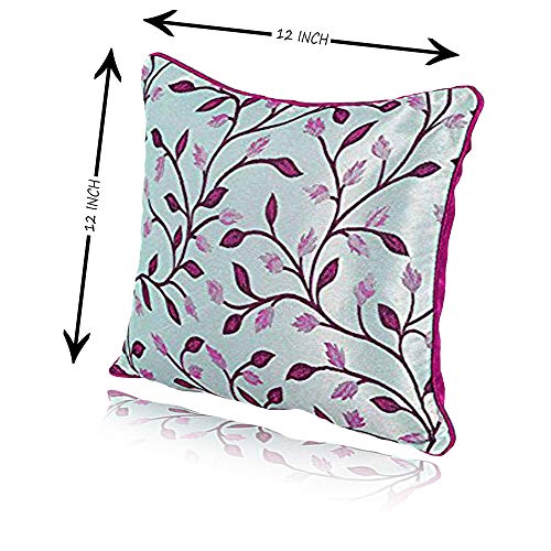 IM FAB Jacquard Fabric 200 TC Cushion Cover. (12X12 INCH, Wine) - Image 3