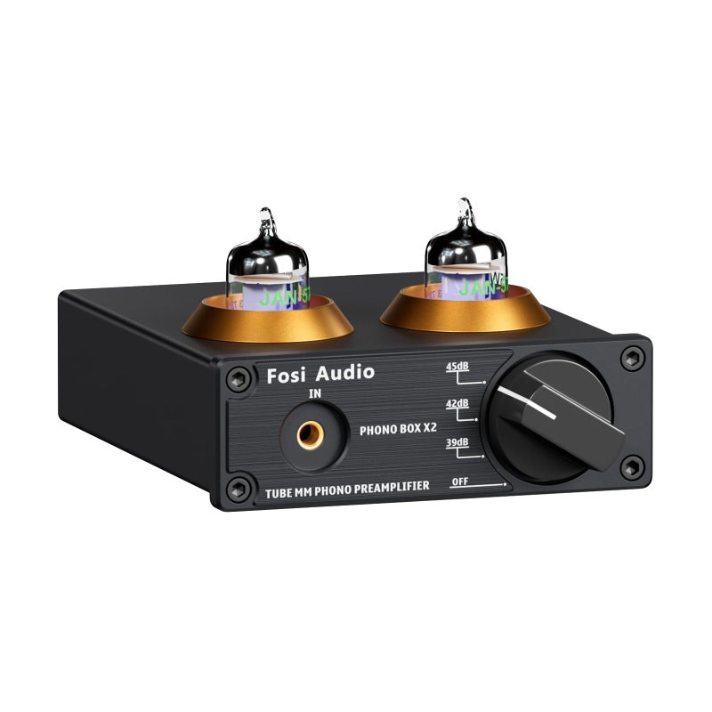 Fosi Audio Box X2 Phono Preamp, Mini Stereo Audio Hi-Fi Preamplifier with Gain Gear, Pre-Amplifier for MM Turntable Phonograph and Record Player, with DC 12V Power Supply - Image 1