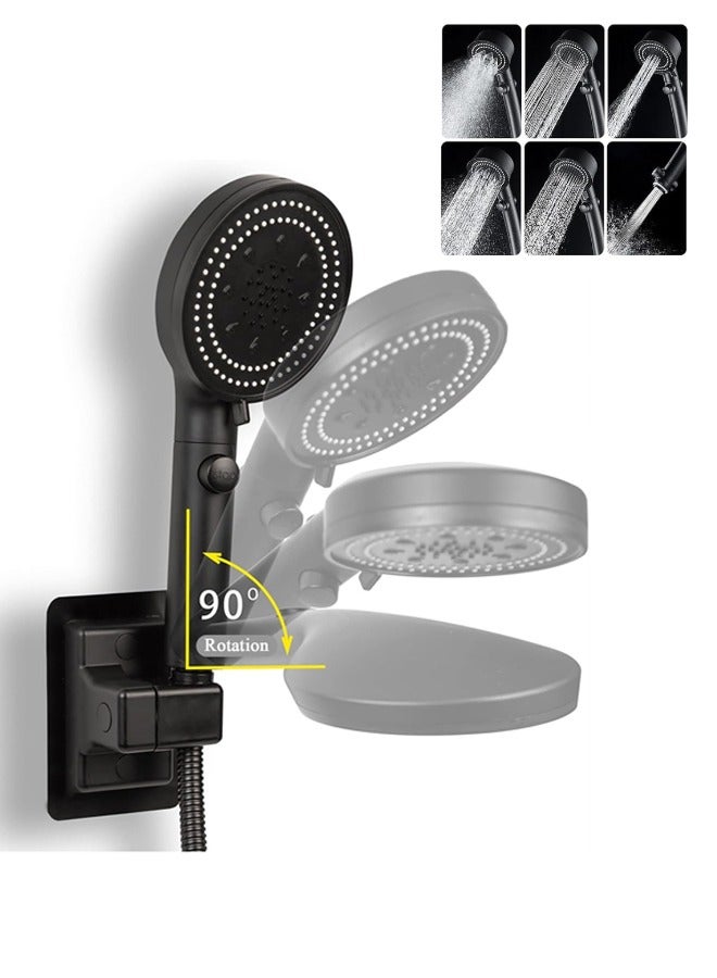 Shower Head, High Pressure Handheld Shower Head With 5 Settings, High Flow Rate Even At Low Water Pressure, Sticky Shower Head Holder (adjustable Height/angle, Extra 1.5m Shower Hose - Image 1