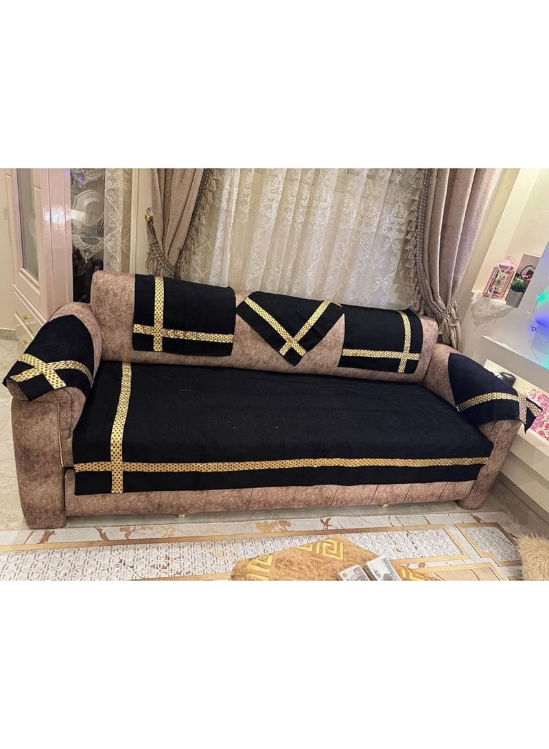 طقم بياضات انتريه شانليا  10 قطع كنبه كبيره وكنبه صغيرة و2 كرسى و6 مناديل - Image 1