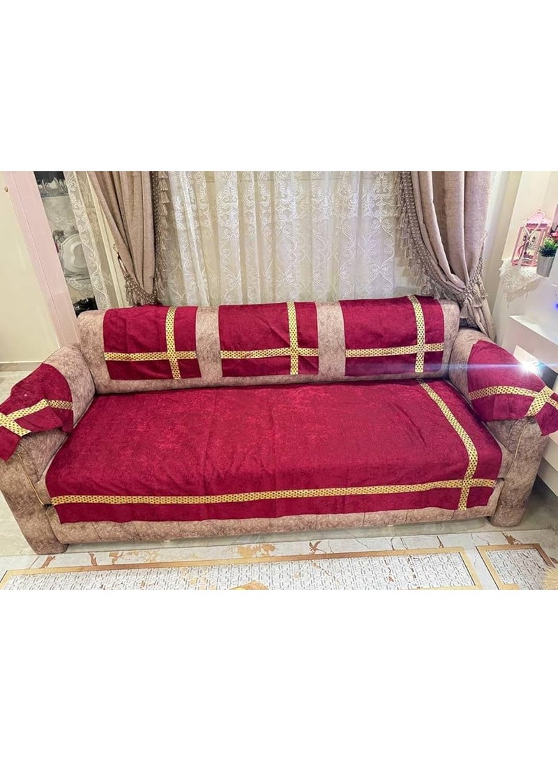 طقم بياضات انتريه شانليا  10 قطع كنبه كبيره وكنبه صغيرة و2 كرسى و6 مناديل - Image 3