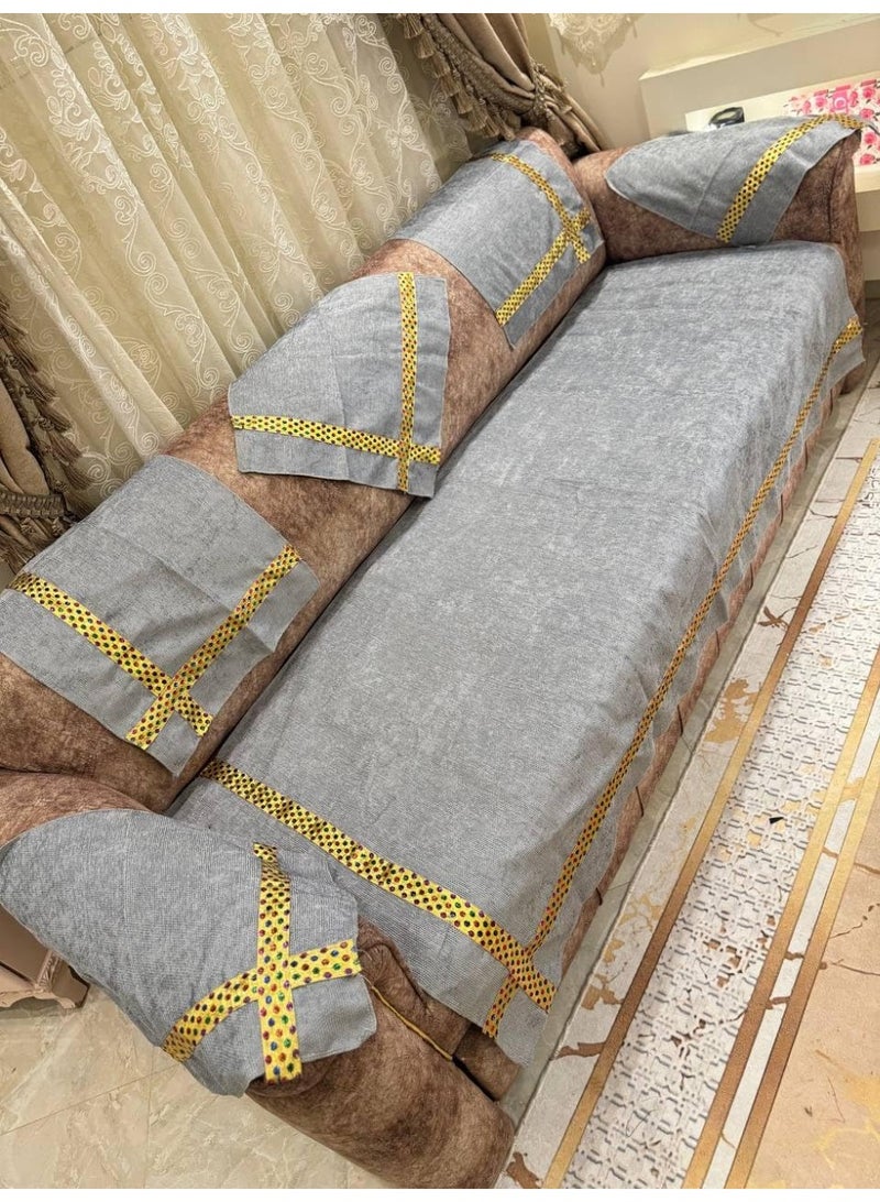 طقم بياضات انتريه شانليا  10 قطع كنبه كبيره وكنبه صغيرة و2 كرسى و6 مناديل - Image 2