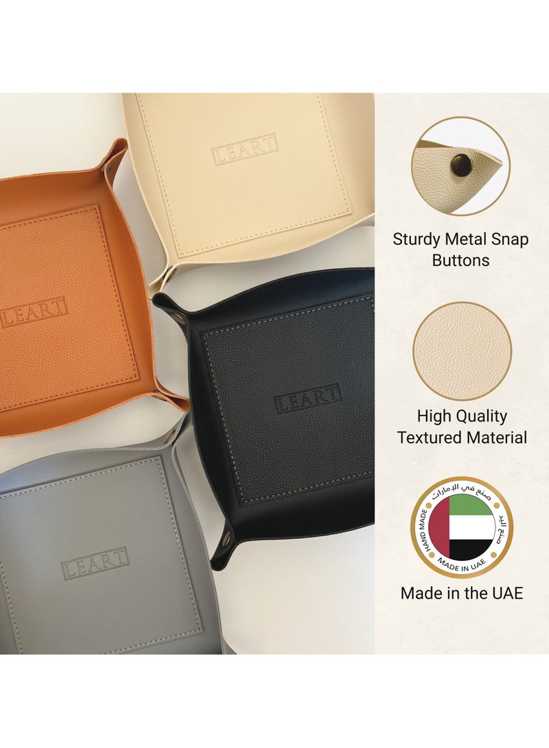 LeArt Valet Tray - Small & Compact Catchall Tray | Desk, Bedside, Home Entrance Entryway Organizer | Valet Tray for Keys, Coins, Stationary, Jewellery (Cream - Set of 2)  - Image 2