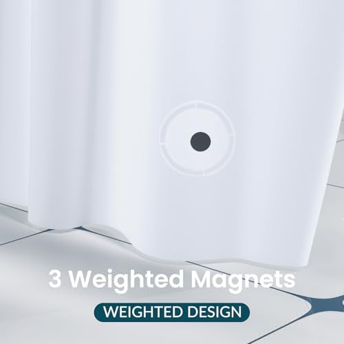 Titanker White Shower Curtain Liner 72 x 72 Plastic Shower Liner Washable Inside Shower Curtain Liner PEVA Shower Curtains for Bathroom with Magnets and Rustproof Metal Grommet Holes - Image 5