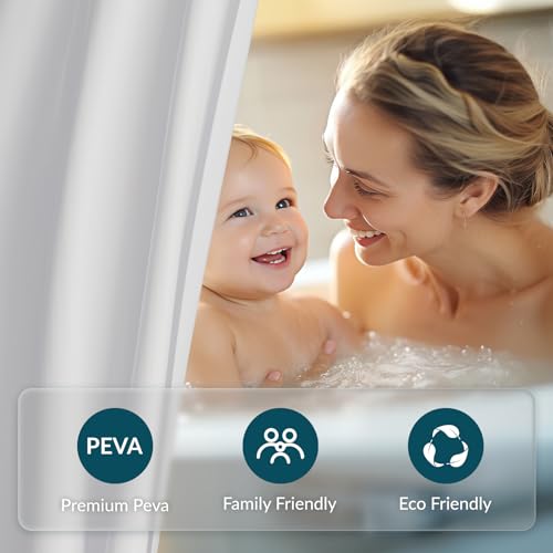 Titanker White Shower Curtain Liner 72 x 72 Plastic Shower Liner Washable Inside Shower Curtain Liner PEVA Shower Curtains for Bathroom with Magnets and Rustproof Metal Grommet Holes - Image 2